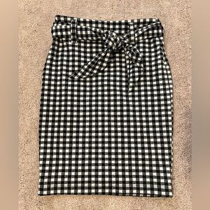 Anthropologie Gingham Knee Length Pencil Skirt